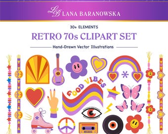 Hippie jaren 70 handgetekende vector PNG SVG EPS