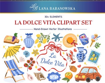La dolce vita Italië Handgetekende Vector PNG SVG EPS
