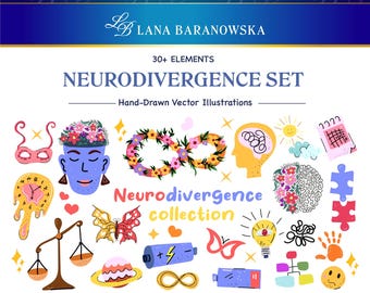 Neurodivergentie set Handgetekende Vector PNG SVG EPS
