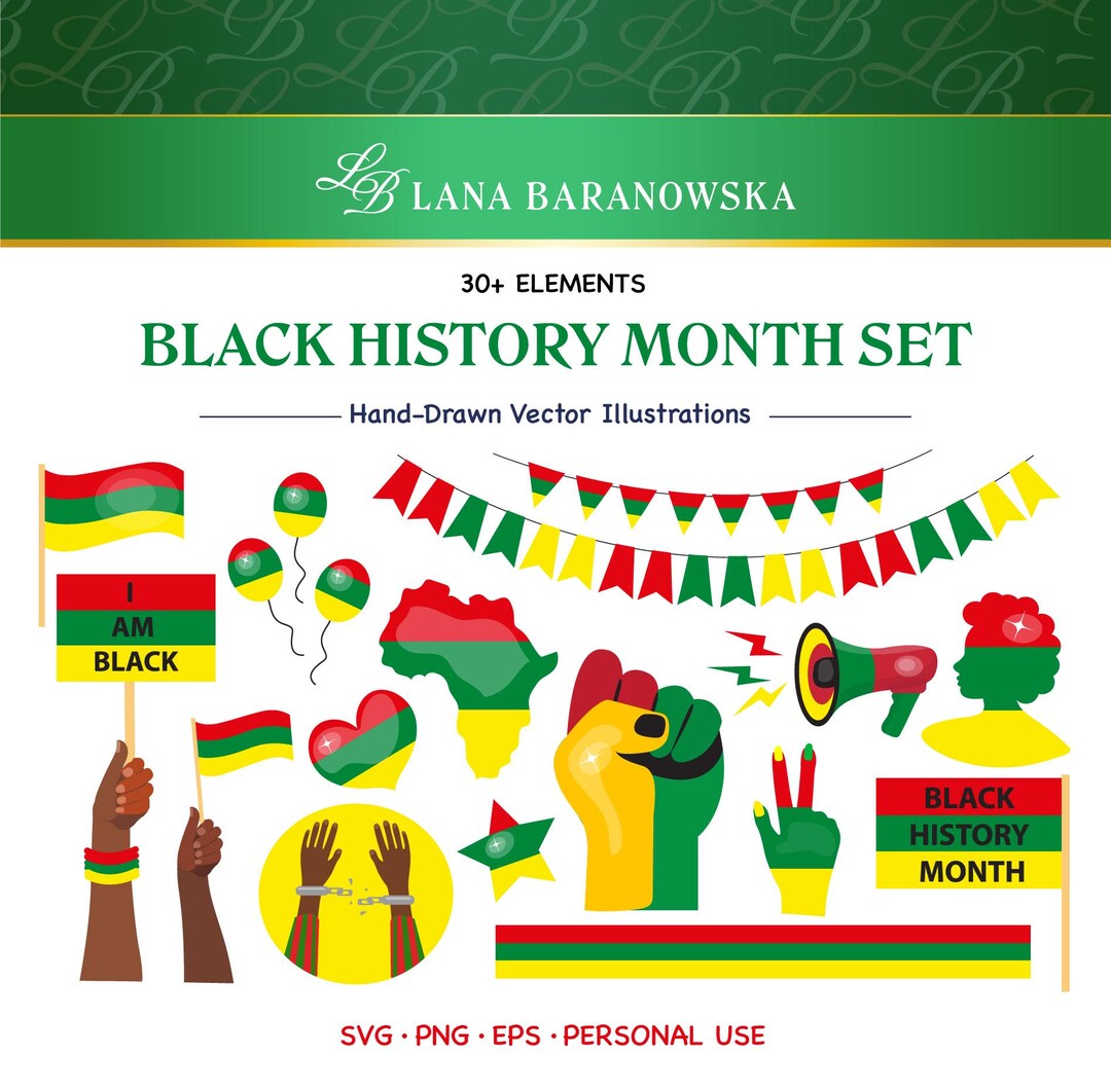 Black History Month Set Hand Drawn Vector PNG SVG EPS - Etsy
