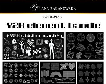 Y2K-ontwerpen, futuristische branding, cyberesthetiek. Handgetekende vectorafbeeldingen in PNG, SVG en EPS-formaat.