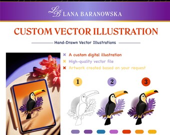 Vectorillustratie op maat, vectorportret op maat, kunstwerk in handgetekende stijl, uniek persoonlijk cadeau, digitale download