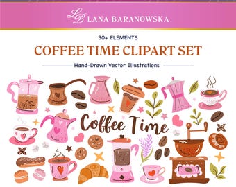 Koffie handgetekende vector PNG SVG EPS set