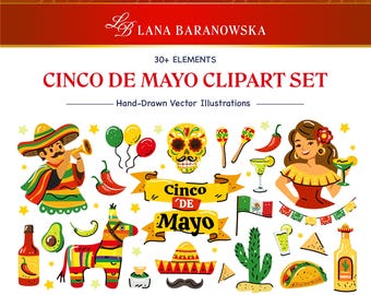 Cinco de Mayo Mexico hand getekende vector png svg eps