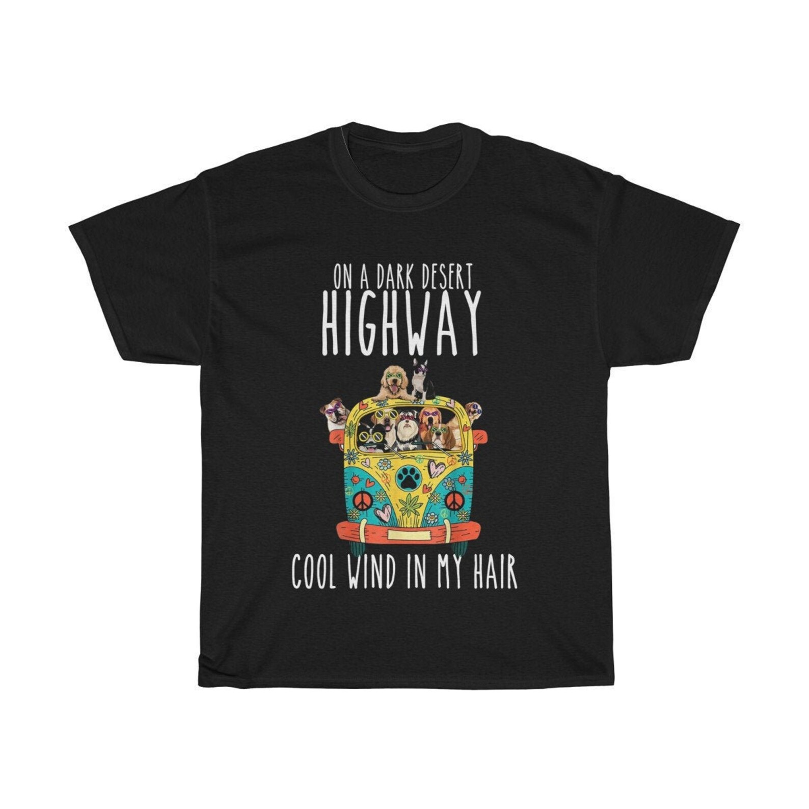 Hippie Dog Van Shirt in Hair on Dark Highway A Desert Dog T Etsy