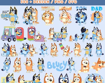 300+ Blue Dog Svg Png Bundle, Blue Dog Family Png Bundle, Blue Dog Birthday Png, Blue and Brown Dog Friends Bundle Png, Digital Download