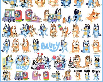 300+ Blue Dog Svg Png Bundle, Blue Dog Family Png Bundle, Blue Dog Birthday Png, Blue and Brown Dog Friends Bundle Png, Digital Download