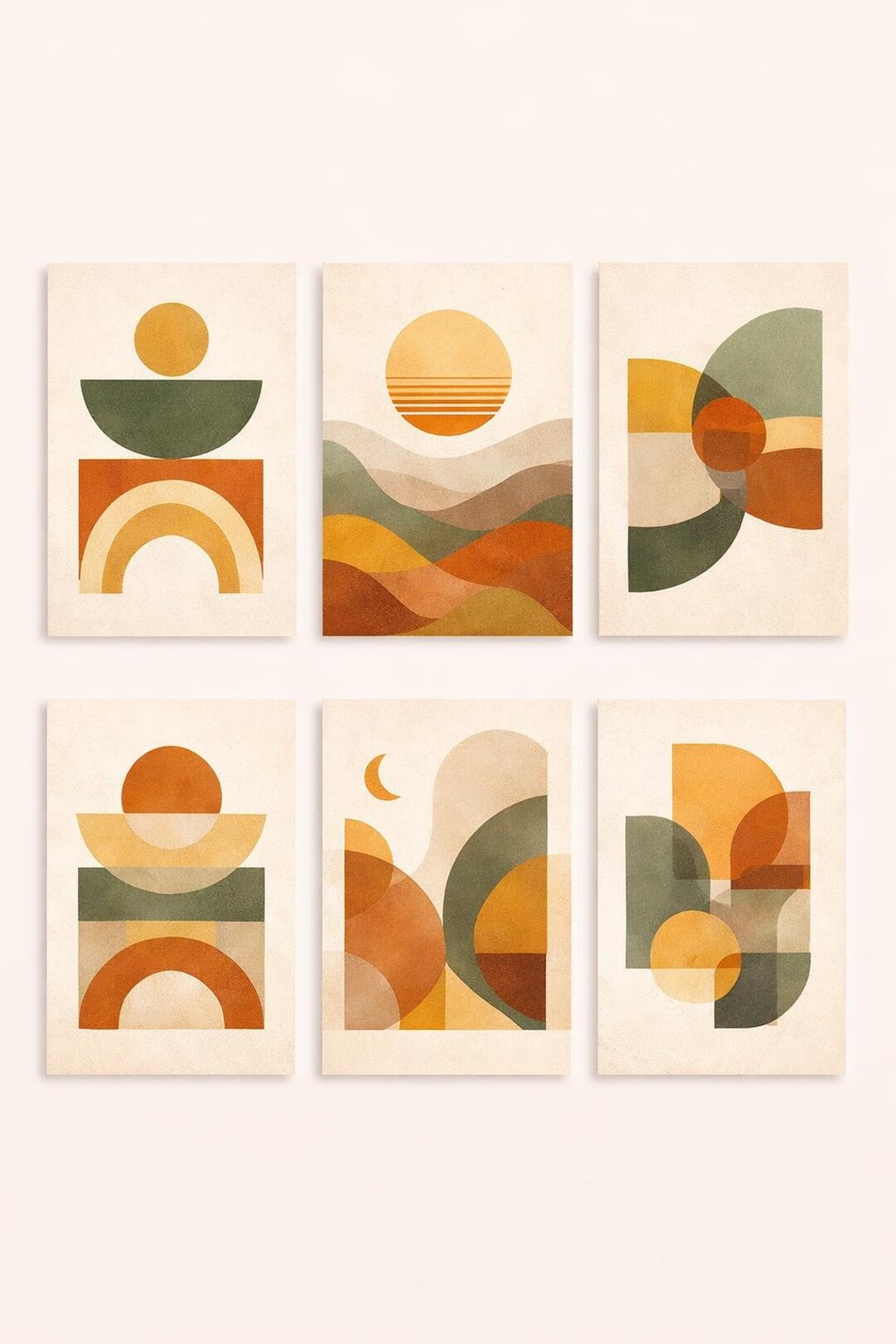 Mid Century Modern Wall Art Set of 6 | Retro Abstract Printable ...
