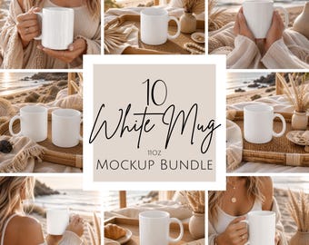 Maqueta de taza de café / Maqueta de taza en Canva / Maqueta de taza blanca de 11 oz / Maqueta de taza de cerámica / Maqueta de taza bohemia / Maqueta de taza playera estética / Maqueta para impresión bajo demanda