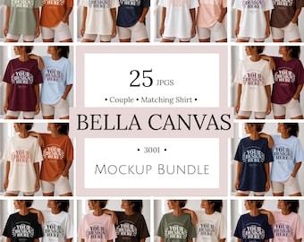 Bella Canvas 3001 Paar Mockup Bundle, passendes Shirt Mockup Bundle, BC3001 Mockup Bundle, Gruppen Shirt Mockup, Canva Mockup, 25JPG Mockups