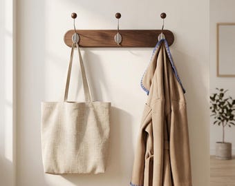 Perchero de pared minimalista de madera de haya, organizador de entrada de estilo escandinavo, percheros modernos.