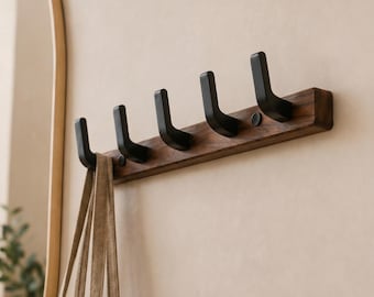 Solid Wood Entryway Coat Rack, Modern Minimalist Wall Organizer, Space Saving Hooks