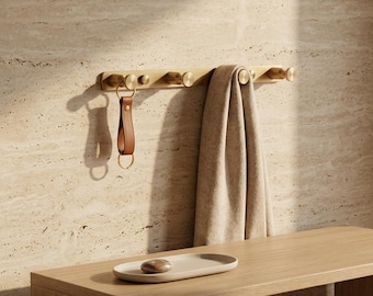 Perchero de pared moderno de latón: organizador de entrada, perchero de oro cepillado, almacenamiento para pasillo