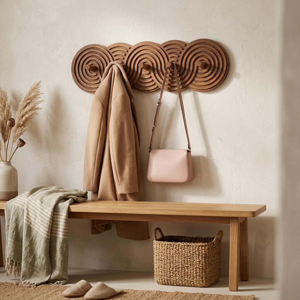 Curved wooden wall coat hooks - Etsy 日本