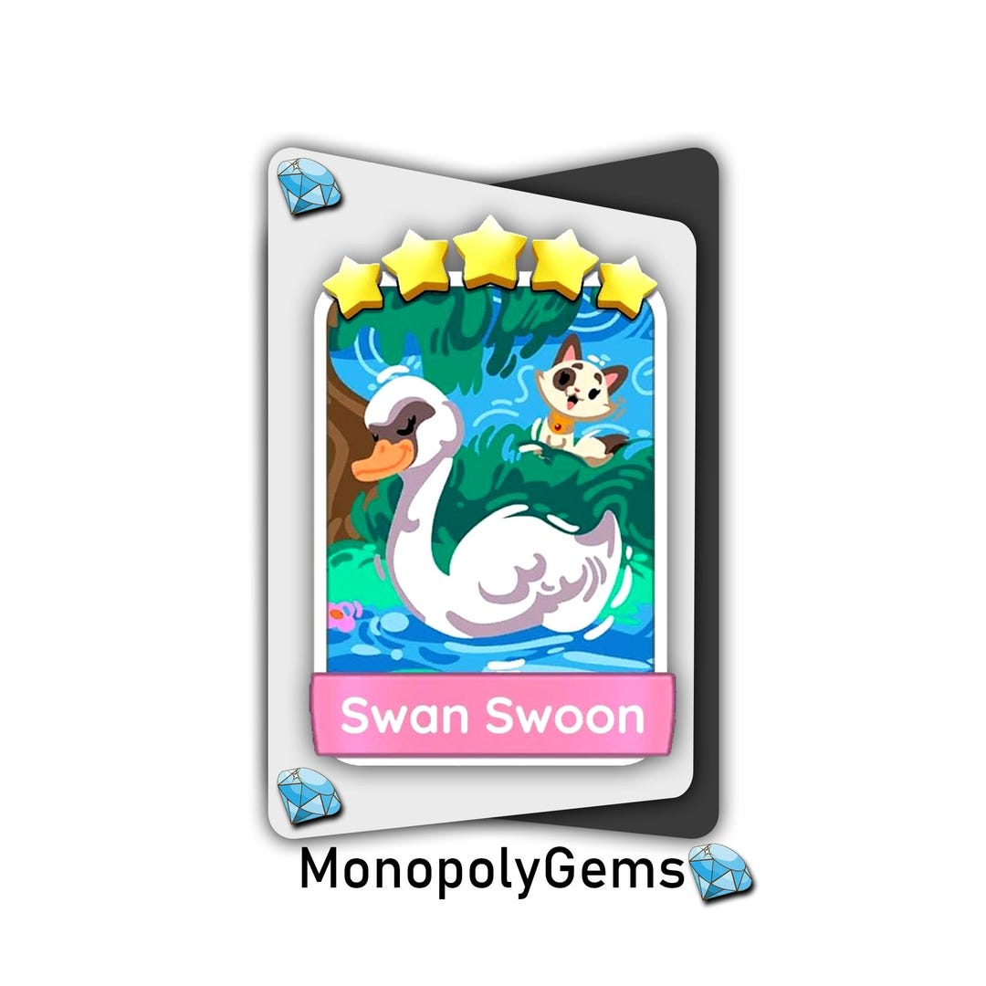 Swoon Sticker Swan Swoon - Monopoly_go Stickers 5 Star - Posh Pets Album - Etsy