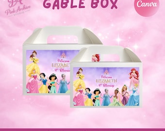 Étiquette pour boîte Princess Gable, cadeau d'anniversaire pour enfants, pr1
