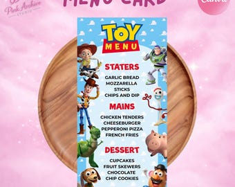 Toy Story Food Menu Card Kids Birthday Party Supplies to1