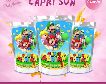 Super Mario Capri Sun Label Kids Birthday party Favor ma1