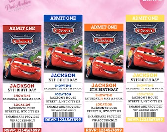 Cars Birthday Ticket Invite Kids Birthday Invitation ca1