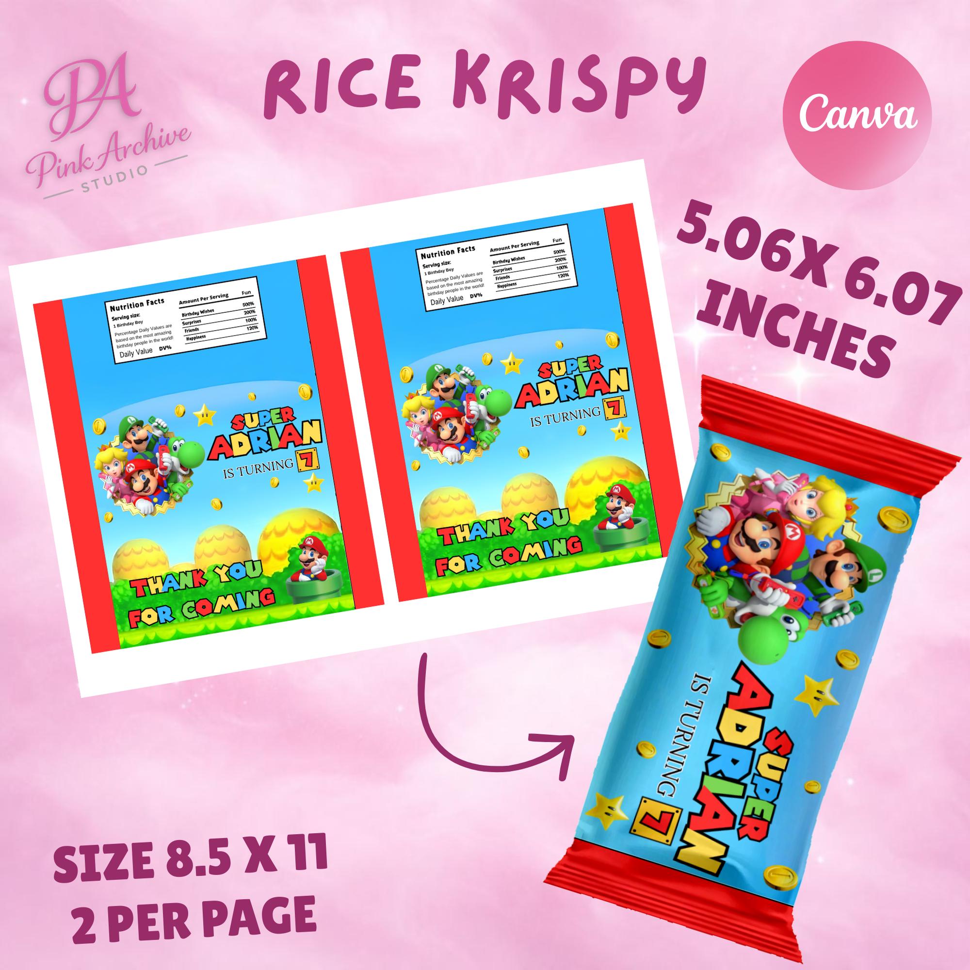 Merigo Rice Box Super Mario Rice Krispies Label Kids Birthday Party Favor Ma1 - Etsy