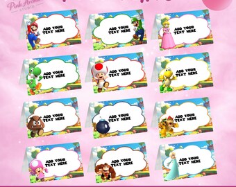 12 Super Mario Food Tent Kids Birthday Decor ma1