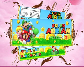 Super Mario Schokolade Bar Etikett Kindergeburtstag Gastgeschenk ma1