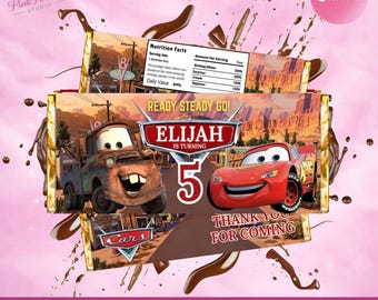 Cars Chocolater Bar Label Kids Birthday Party Favor ca1