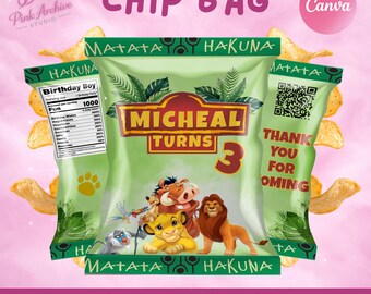 Lion King Chip Bag Label Kids Birthday Party Favor li1