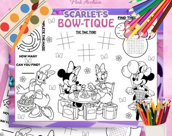 Minnie And Daisy Bow-tique Placemat Minnie Mouse Activity Sheet mm1