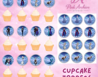 12 Frozen Cupcake Toppers Elsa Birthday Decor fr1