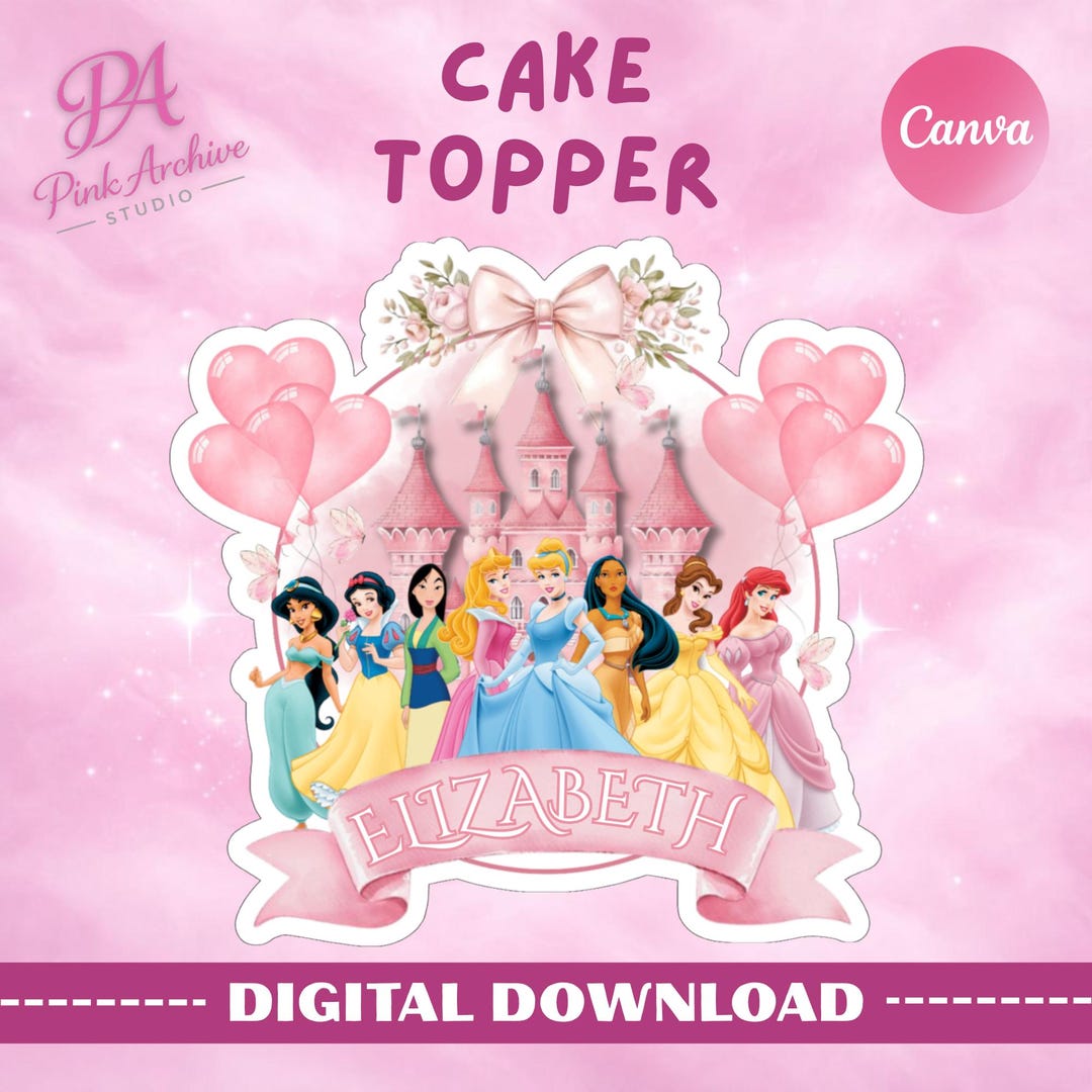 Disney Princess Birthday Cake Topper Kids Party Decor Pr1 - Etsy