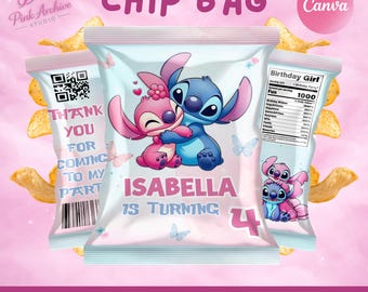 Stitch And Angle Chip Taschenetikett Kindergeburtstag Gastgeschenk li1