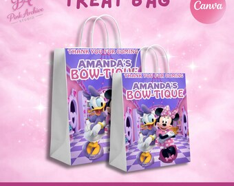 Étiquette pour sac à friandises Minnie Bow-tique Cadeau d'anniversaire pour enfants mb1