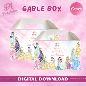 Disney Princess Gable Box Label Kids Birthday Party Favor pr1