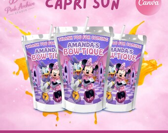 Minnie Mouse Bow-tique Capri Sun Label Kids birthday Party Favor mb1