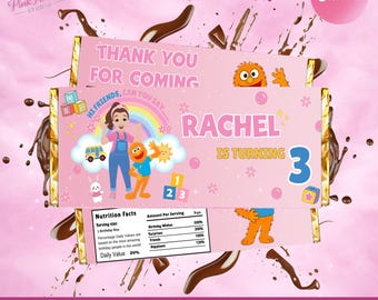 Étiquette de barre de chocolat Mme Rachel Cadeau d'anniversaire pour enfants mr1