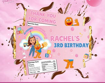 Ms Rachel Chocolate Bar Label Kids Birthday Party Favor mr1