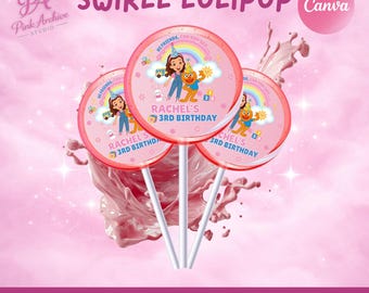 Ms Rachel Swirll Lolipop Label Kids Birthday Party Favor mr1