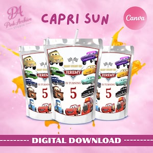 Cars Capri Sun Label Kids Birthday Party Favor ca1