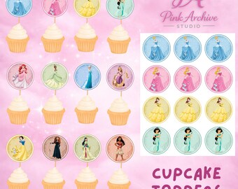 Princess Cupcake Toppers Kids Brithday Party Decor pr1