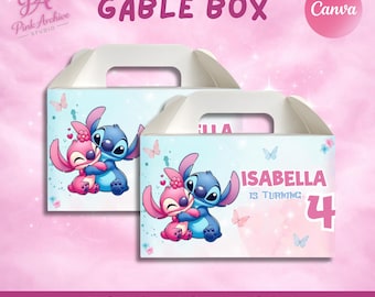 Stitch And Angle Gable Box Label Kinder Geburtstag Gastgeschenk li1