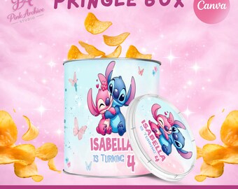 Stitch And Angle Pringle Can Label Kids Birthday Party Favor li1