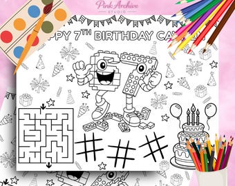 6 7 placemat kids birthday party six seven theme activity sheet