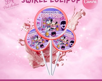 Minnie Bow-tique Lollipop Label Cadeau d'anniversaire pour enfants mb1