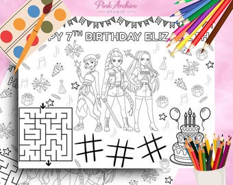 Set de table chasseur de démons kpop, feuille d'activités d'anniversaire pour enfants kp1