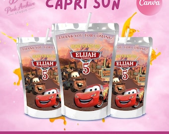 Cars Capri Sun Label Kids Birthday Party Favor ca1