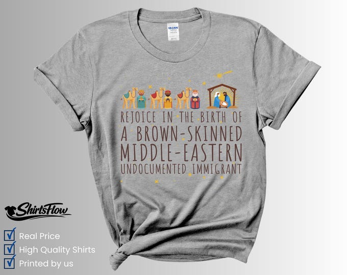 Brown Skinned Middle Eastern Immigrant Jesus Birth Shirt, Christian Christmas Sweater