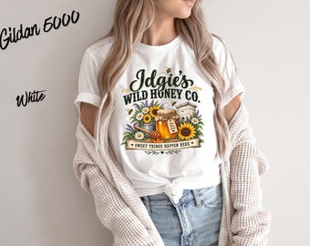 Idgie’s Wild Honey Co. T-Shirt | Vintage Honey Bee Shirt | Wildflower Bee Graphic Tee | Cottagecore Nature Shirt | Rustic Southern Tee