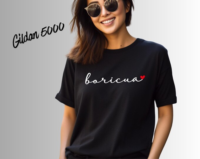 Boricua Shirt with Heart, Puerto Rican Pride T-Shirt, Boricua Woman Tee, Puerto Rico Gift for Her, Latina Shirt