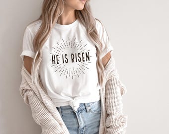 He Is Risen T-Shirt, Christian Easter Shirt, Jesus Resurrection Tee, Faith Based Religious Easter Tee, Bible Verse Shirt, Christian Gift